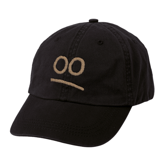 HENRIE MOODIE FACE EMBROIDERED BLACK CAP